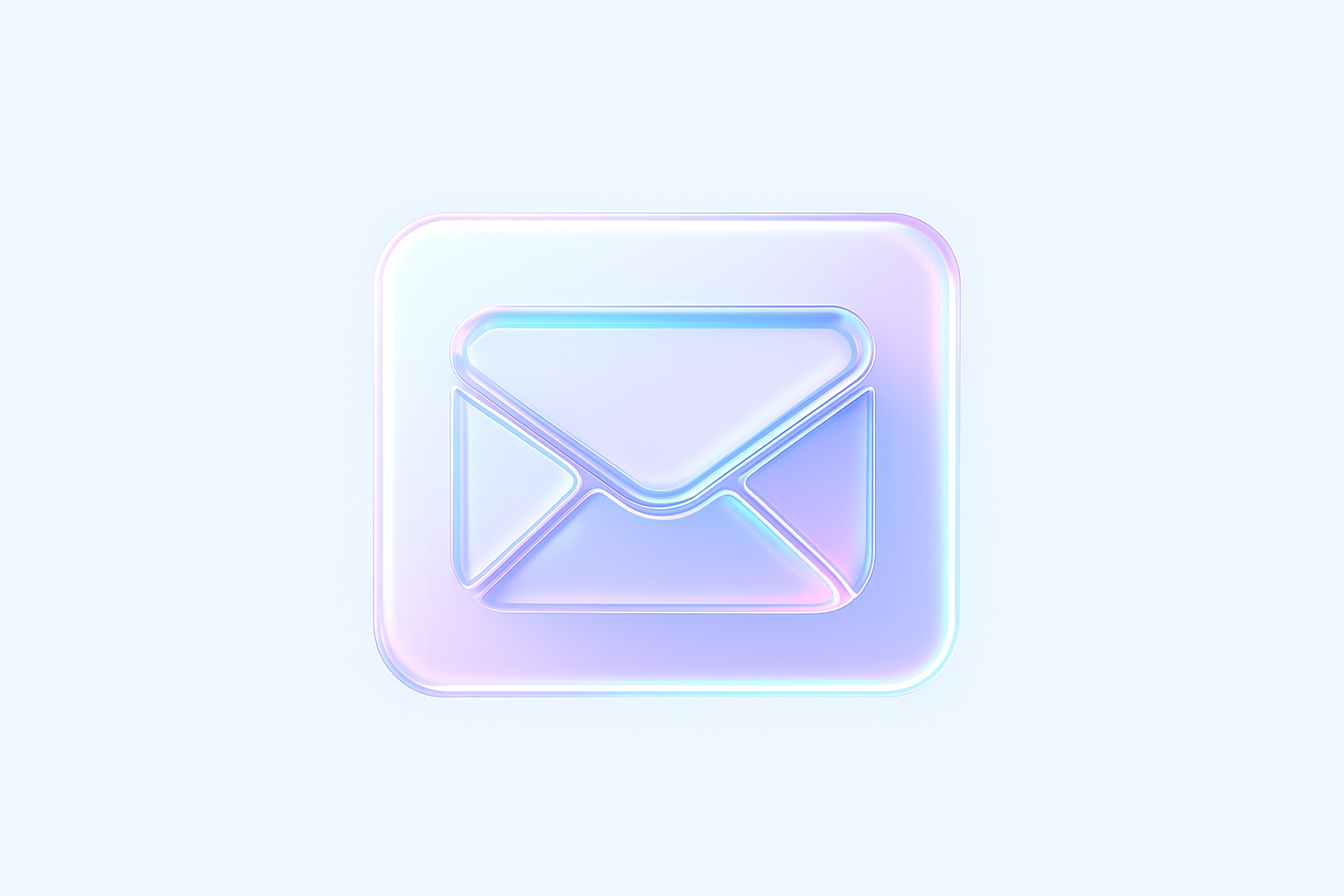 Glassmorphism email icon with light background